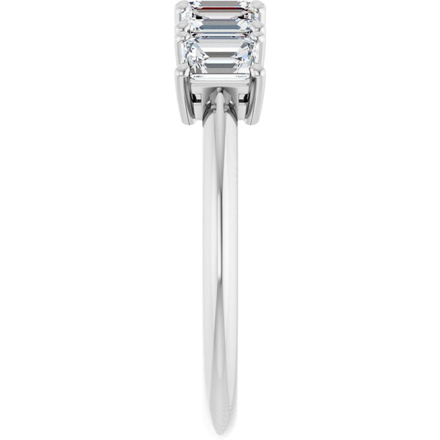 Platinum Emerald Lab-Grown Diamond Five-Stone Anniversary Band - 4x3mm Stones - view 4