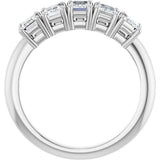 14K Gold Emerald Lab-Grown Diamond Five-Stone Anniversary Band - 4.5x3mm Stones - White Gold - view 2
