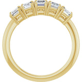 14K Gold Emerald Lab-Grown Diamond Five-Stone Anniversary Band - 4.5x3mm Stones - Yellow Gold - view 2
