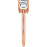 14K Gold Emerald Lab-Grown Diamond Five-Stone Anniversary Band - 4.5x3mm Stones - Rose Gold - view 4