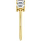 14K Gold Emerald Lab-Grown Diamond Five-Stone Anniversary Band - 4.5x3mm Stones - Yellow Gold - view 4