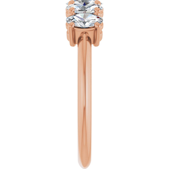 14K Gold Oval Natural Diamond Five-Stone Anniversary Band - 1 1/6-1 7/8 CTW - Rose Gold - view 4