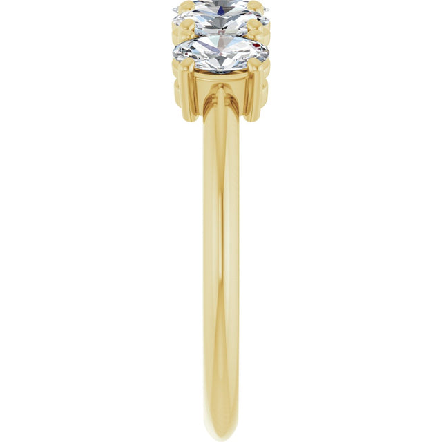 14K Gold Oval Lab-Grown Diamond Five-Stone Anniversary Band - 9/10-3 3/4 CTW - Yellow Gold - view 4