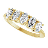 14K Gold Oval Lab-Grown Diamond Five-Stone Anniversary Band - 9/10-3 3/4 CTW - Yellow Gold - view 5