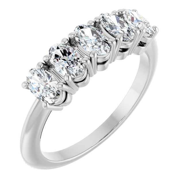 14K Gold Oval Lab-Grown Diamond Five-Stone Anniversary Band - 9/10-3 3/4 CTW - White Gold