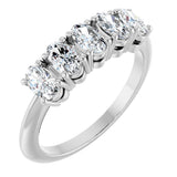 14K Gold Oval Natural Diamond Five-Stone Anniversary Band - 1 1/6-1 7/8 CTW - White Gold