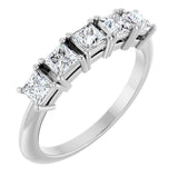 14K Gold Square Natural Diamond Five-Stone Anniversary Band - 3/4 CTW - White Gold
