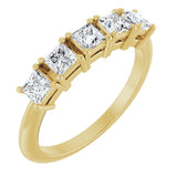 14K Gold Square Natural Diamond Five-Stone Anniversary Band - 3/4 CTW - Yellow Gold