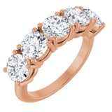 14K Gold Round Lab-Grown Diamond Five-Stone Anniversary Band - 5.5mm Stones - Rose Gold