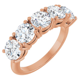 14K Gold Round Lab-Grown Diamond Five-Stone Anniversary Band - 5.5mm Stones - Rose Gold