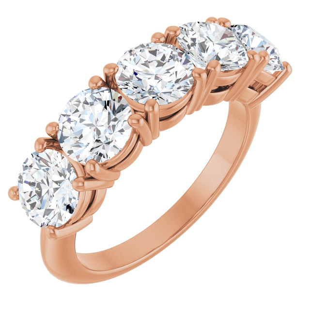 14K Gold Round Lab-Grown Diamond Five-Stone Anniversary Band - 5.5mm Stones - Rose Gold