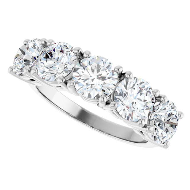 Platinum Round Lab-Grown Diamond Five-Stone Anniversary Band - 5.5mm Stones - view 5