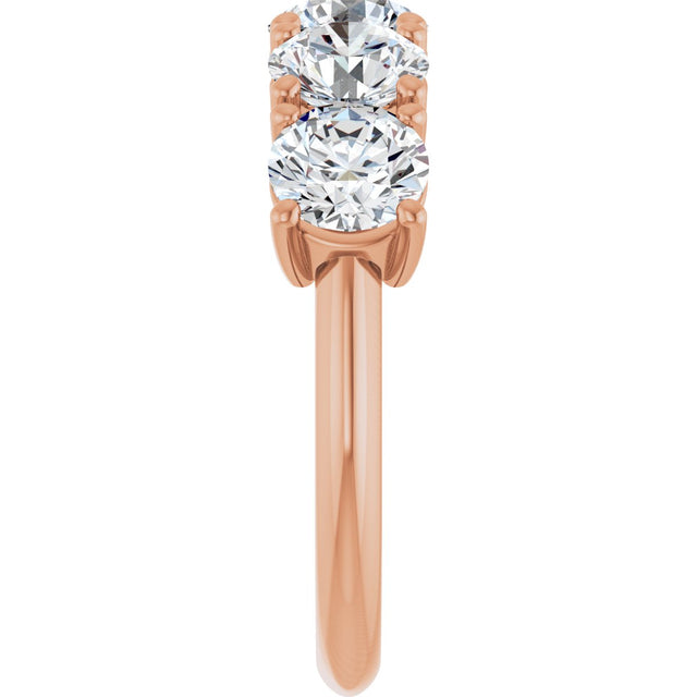 14K Gold Round Lab-Grown Diamond Five-Stone Anniversary Band - 5.5mm Stones - Rose Gold - view 4