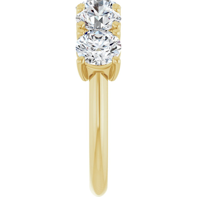 14K Gold Round Lab-Grown Diamond Five-Stone Anniversary Band - 5.5mm Stones - Yellow Gold - view 4