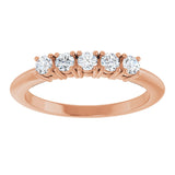 14K Gold Round Lab-Grown Diamond Five-Stone Anniversary Band - 1/6-3/4 CTW - Rose Gold - view 3