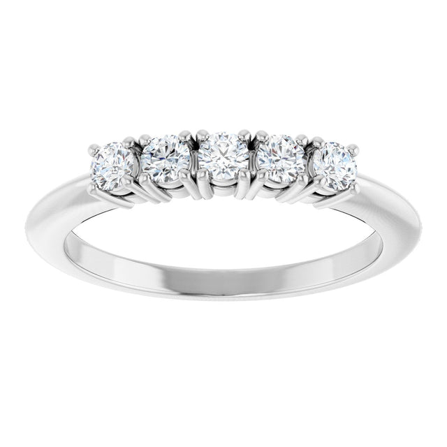 Platinum Round Lab-Grown Diamond Five-Stone Anniversary Band - 1/6-3/4 CTW - view 3