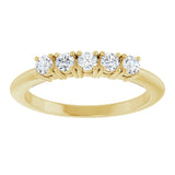 14K Gold Round Natural Diamond Five-Stone Anniversary Band - 1/8-3/4 CTW - Yellow Gold - view 3