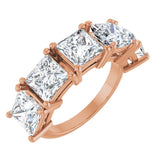14K Gold Square Lab-Grown Diamond Five-Stone Anniversary Band - 3/4-7 CTW - Rose Gold