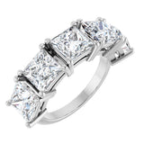 14K Gold Square Lab-Grown Diamond Five-Stone Anniversary Band - 3/4-7 CTW - White Gold