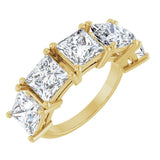 14K Gold Square Lab-Grown Diamond Five-Stone Anniversary Band - 3/4-7 CTW - Yellow Gold