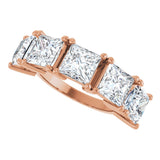 14K Gold Square Lab-Grown Diamond Five-Stone Anniversary Band - 3/4-7 CTW - Rose Gold - view 5