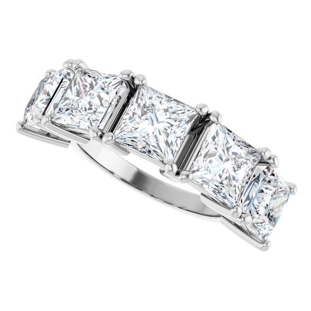 Platinum Square Lab-Grown Diamond Five-Stone Anniversary Band - 3/4-7 CTW - view 5