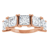 14K Gold Square Lab-Grown Diamond Five-Stone Anniversary Band - 3/4-7 CTW - Rose Gold - view 3