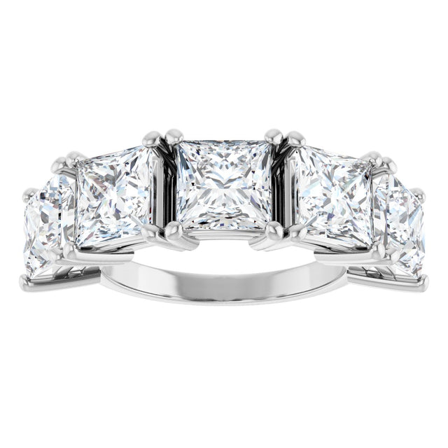 14K Gold Square Lab-Grown Diamond Five-Stone Anniversary Band - 3/4-7 CTW - White Gold - view 3