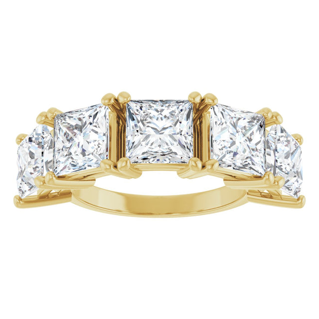 14K Gold Square Lab-Grown Diamond Five-Stone Anniversary Band - 3/4-7 CTW - Yellow Gold - view 3