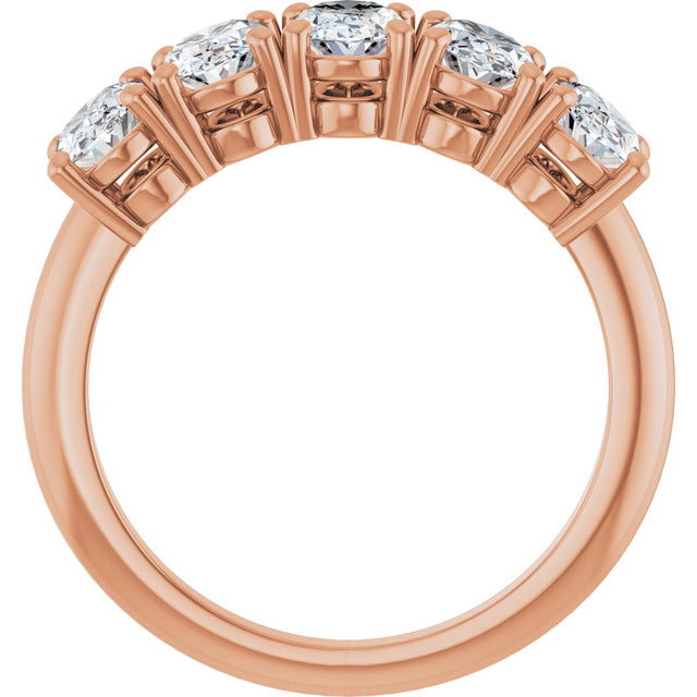 14K Gold Oval Natural Diamond Five-Stone Anniversary Band - 1 1/6-1 7/8 CTW - Rose Gold - view 2