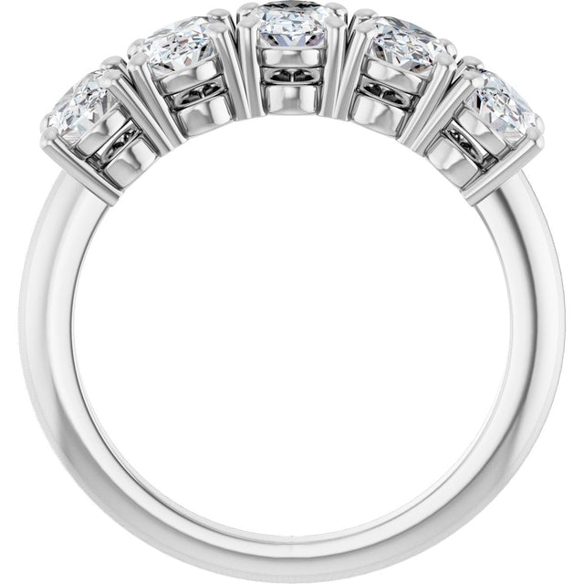 14K Gold Oval Lab-Grown Diamond Five-Stone Anniversary Band - 9/10-3 3/4 CTW - White Gold - view 2