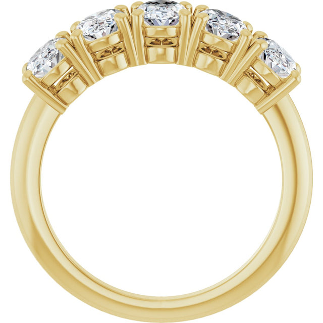14K Gold Oval Lab-Grown Diamond Five-Stone Anniversary Band - 9/10-3 3/4 CTW - Yellow Gold - view 2