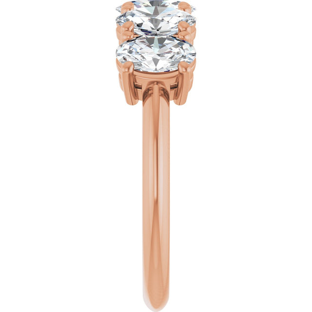 14K Gold Oval Natural Diamond Five-Stone Anniversary Band - 1 1/6-1 7/8 CTW - Rose Gold - view 4
