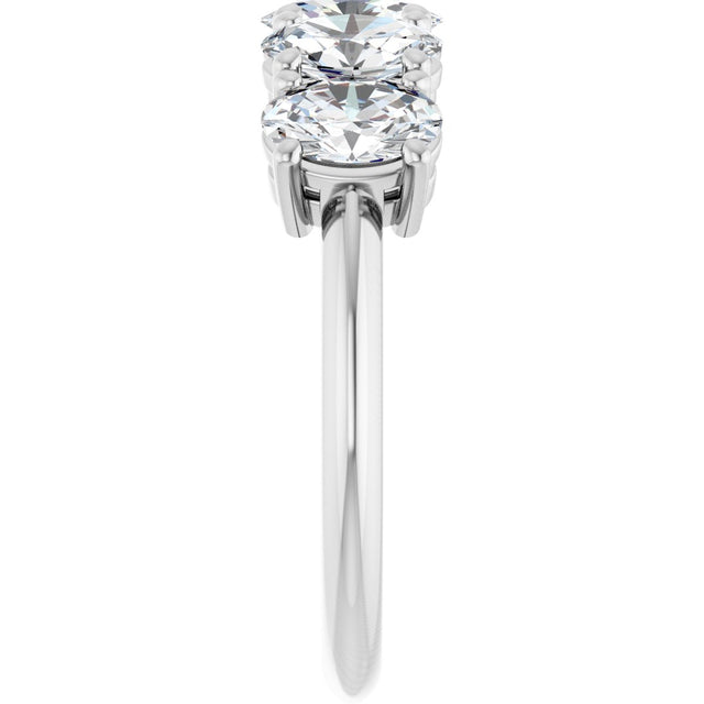 14K Gold Oval Natural Diamond Five-Stone Anniversary Band - 1 1/6-1 7/8 CTW - White Gold - view 4