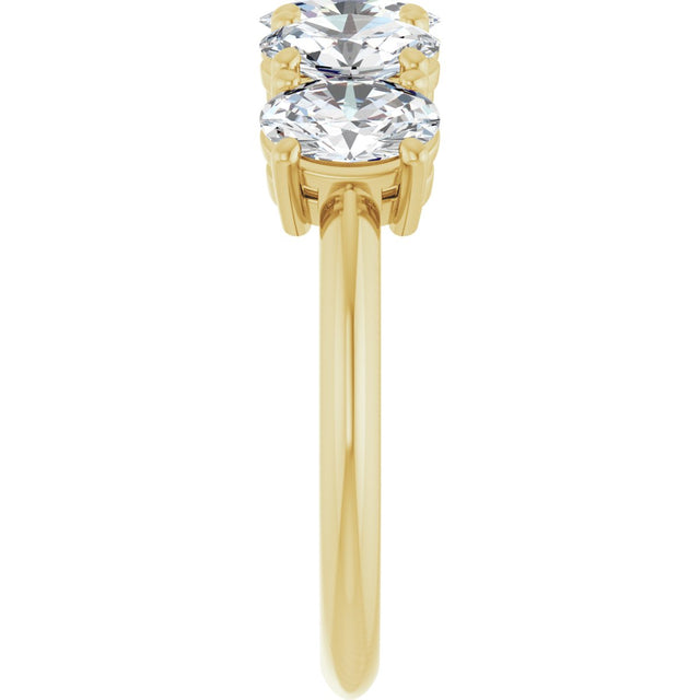 14K Gold Oval Lab-Grown Diamond Five-Stone Anniversary Band - 9/10-3 3/4 CTW - Yellow Gold - view 4