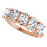 14K Gold Oval Natural Diamond Five-Stone Anniversary Band - 1 1/6-1 7/8 CTW - Rose Gold - view 5