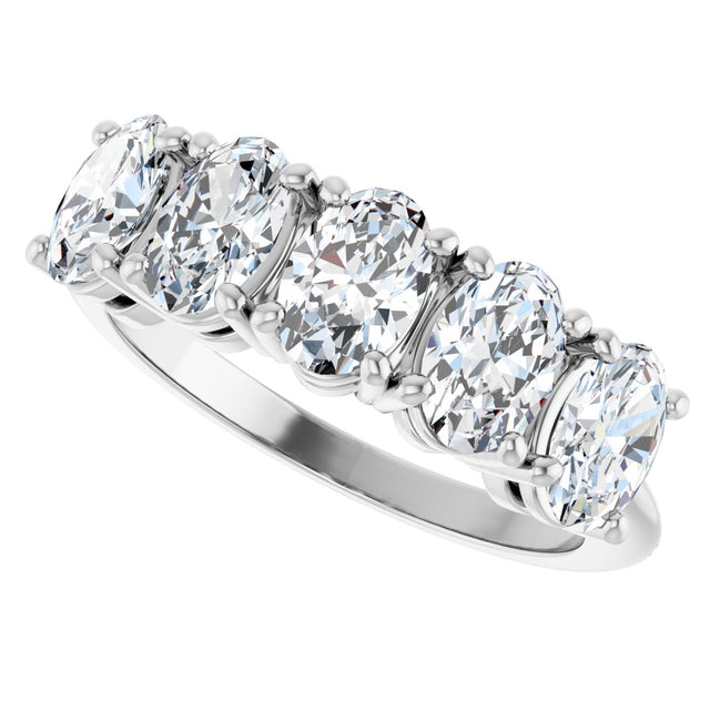 14K Gold Oval Natural Diamond Five-Stone Anniversary Band - 1 1/6-1 7/8 CTW - White Gold - view 5