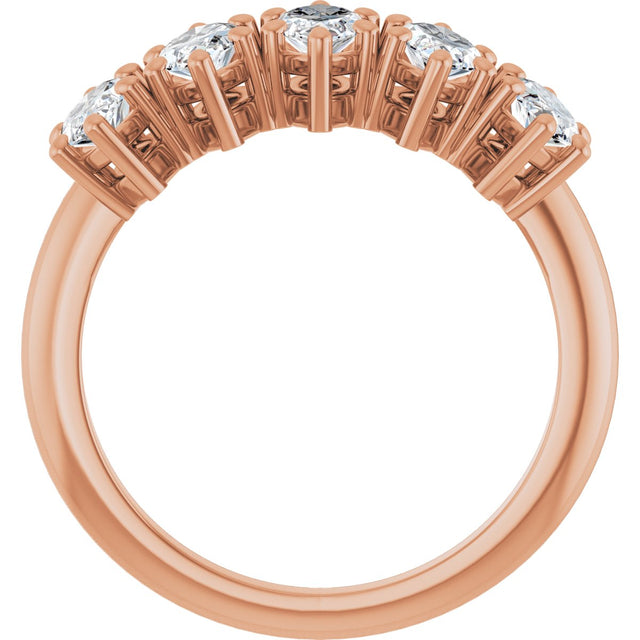 14K Gold Marquise Lab-Grown Diamond Five-Stone Anniversary Band - 7x3.5mm Stones - Rose Gold - view 2