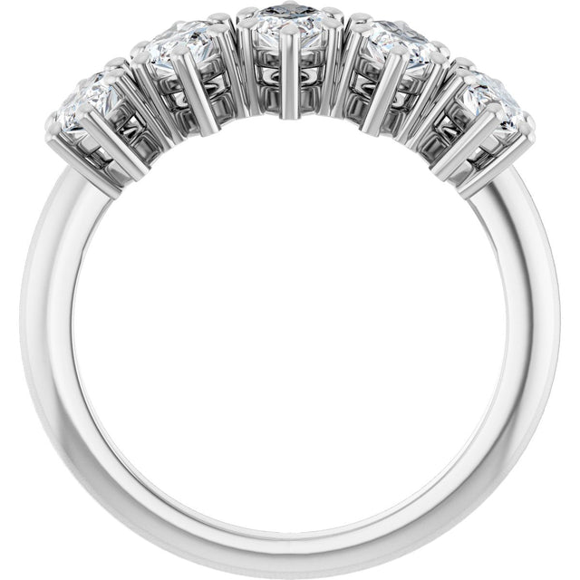 Platinum Marquise Lab-Grown Diamond Five-Stone Anniversary Band - 7x3.5mm Stones - view 2