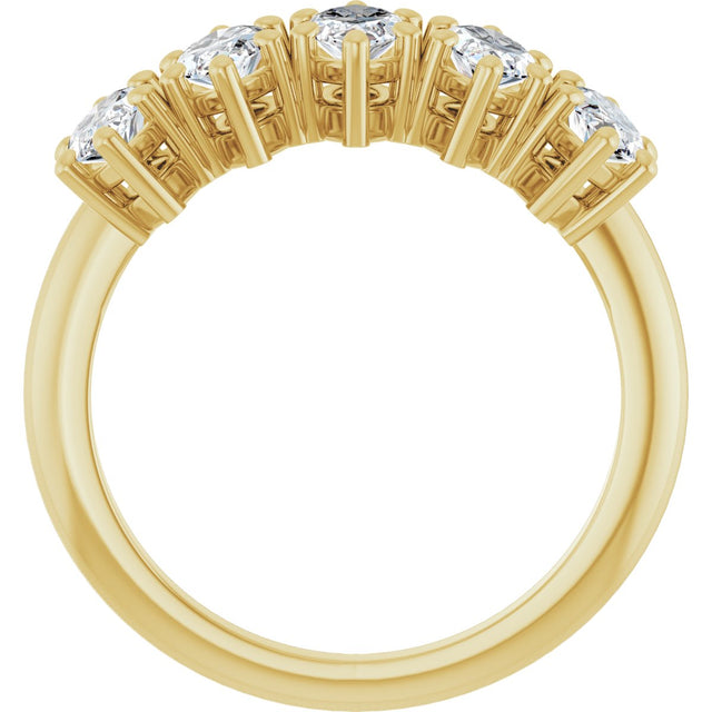 14K Gold Marquise Lab-Grown Diamond Five-Stone Anniversary Band - 7x3.5mm Stones - Yellow Gold - view 2