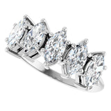 Platinum Marquise Lab-Grown Diamond Five-Stone Anniversary Band - 7x3.5mm Stones - view 5