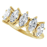 14K Gold Marquise Lab-Grown Diamond Five-Stone Anniversary Band - 7x3.5mm Stones - Yellow Gold - view 5