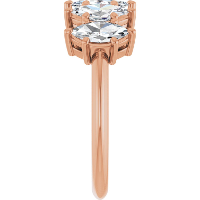 14K Gold Marquise Lab-Grown Diamond Five-Stone Anniversary Band - 7x3.5mm Stones - Rose Gold - view 4