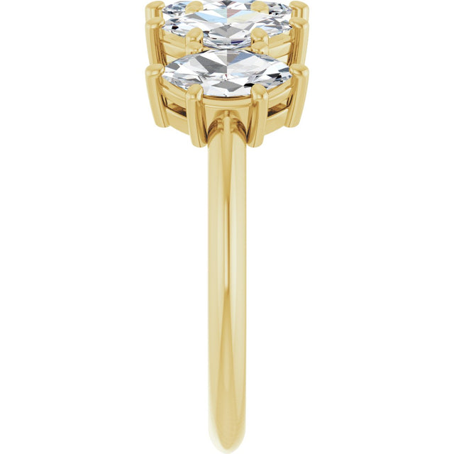 14K Gold Marquise Lab-Grown Diamond Five-Stone Anniversary Band - 7x3.5mm Stones - Yellow Gold - view 4