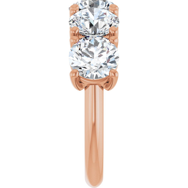 14K Gold Round Lab-Grown Diamond Five-Stone Anniversary Band - 1 1/3-3 5/8 CTW - Rose Gold - view 4