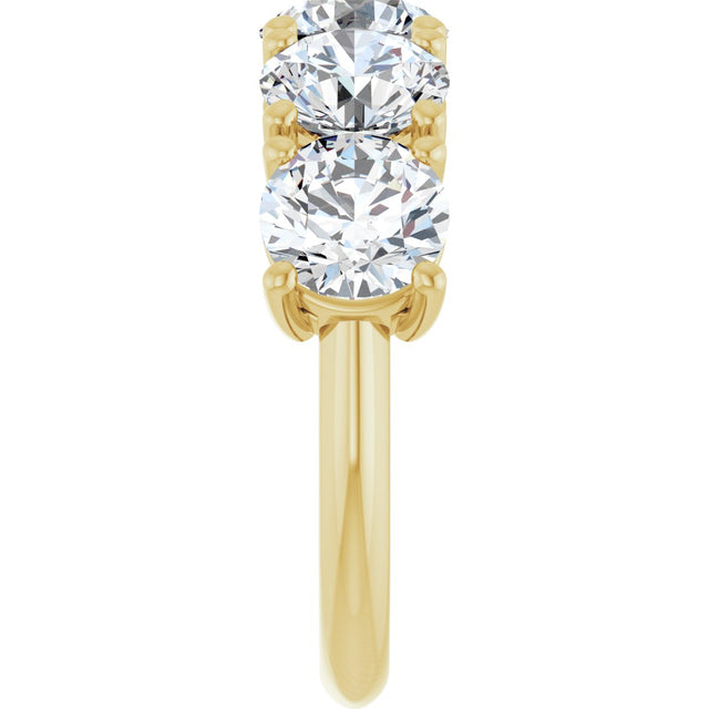 14K Gold Round Lab-Grown Diamond Five-Stone Anniversary Band - 1 1/3-3 5/8 CTW - Yellow Gold - view 4