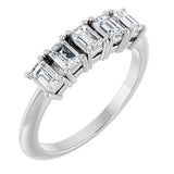 Platinum Emerald Lab-Grown Diamond Five-Stone Anniversary Band - 3.75x2.5mm Stones