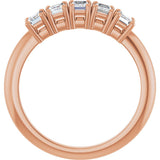 14K Gold Emerald Lab-Grown Diamond Five-Stone Anniversary Band - 3.75x2.5mm Stones - Rose Gold - view 2