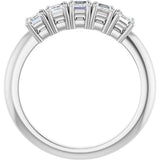 14K Gold Emerald Lab-Grown Diamond Five-Stone Anniversary Band - 3.75x2.5mm Stones - White Gold - view 2