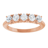 14K Gold Round Natural Diamond Five-Stone Anniversary Band - 1/8-3/4 CTW - Rose Gold - view 3